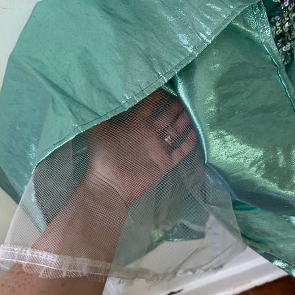 Vintage Teal Mini Dress with Sequin Details - Picture 6 of 9